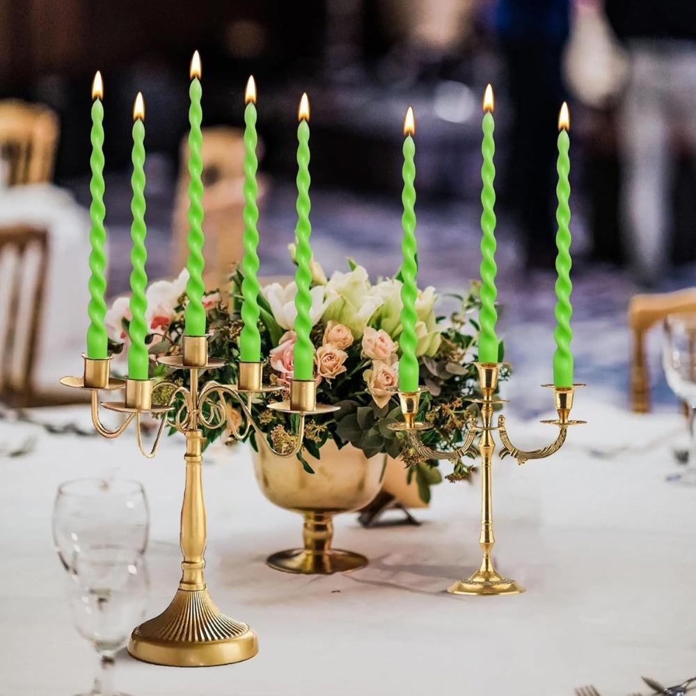 Viyffo Spiral Taper Candles 12 Inch – 4 Pack Green, Dripless, Unscented, Smokeless