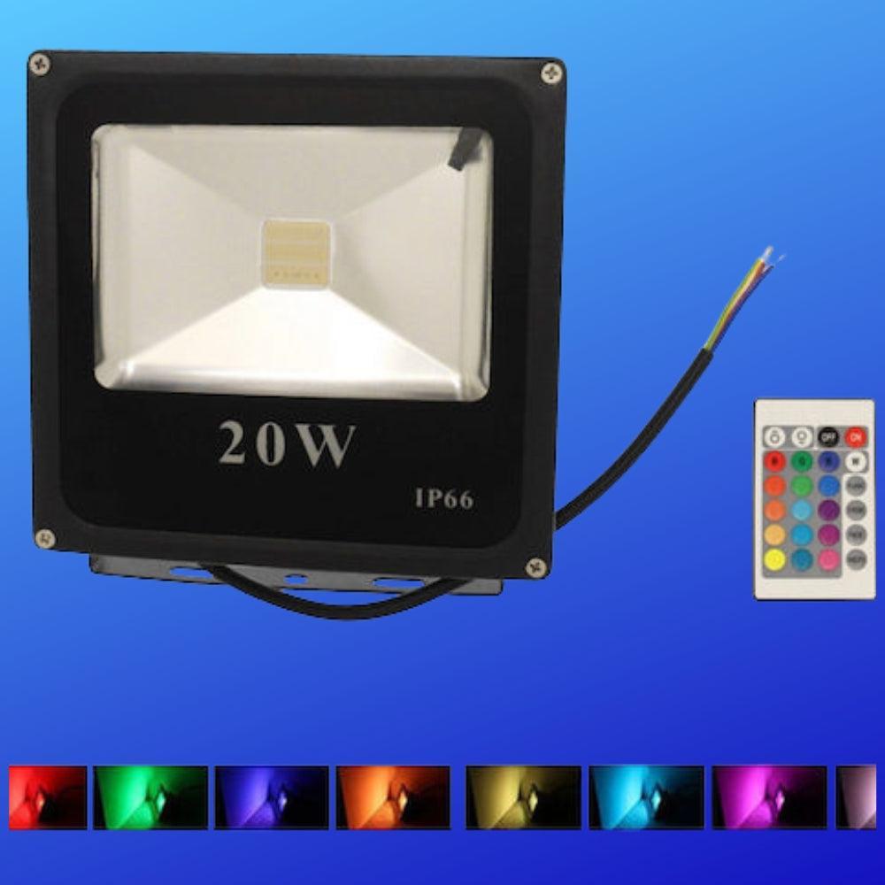 Waterproof LED Floodlight 20W RGB with Remote Control IP66