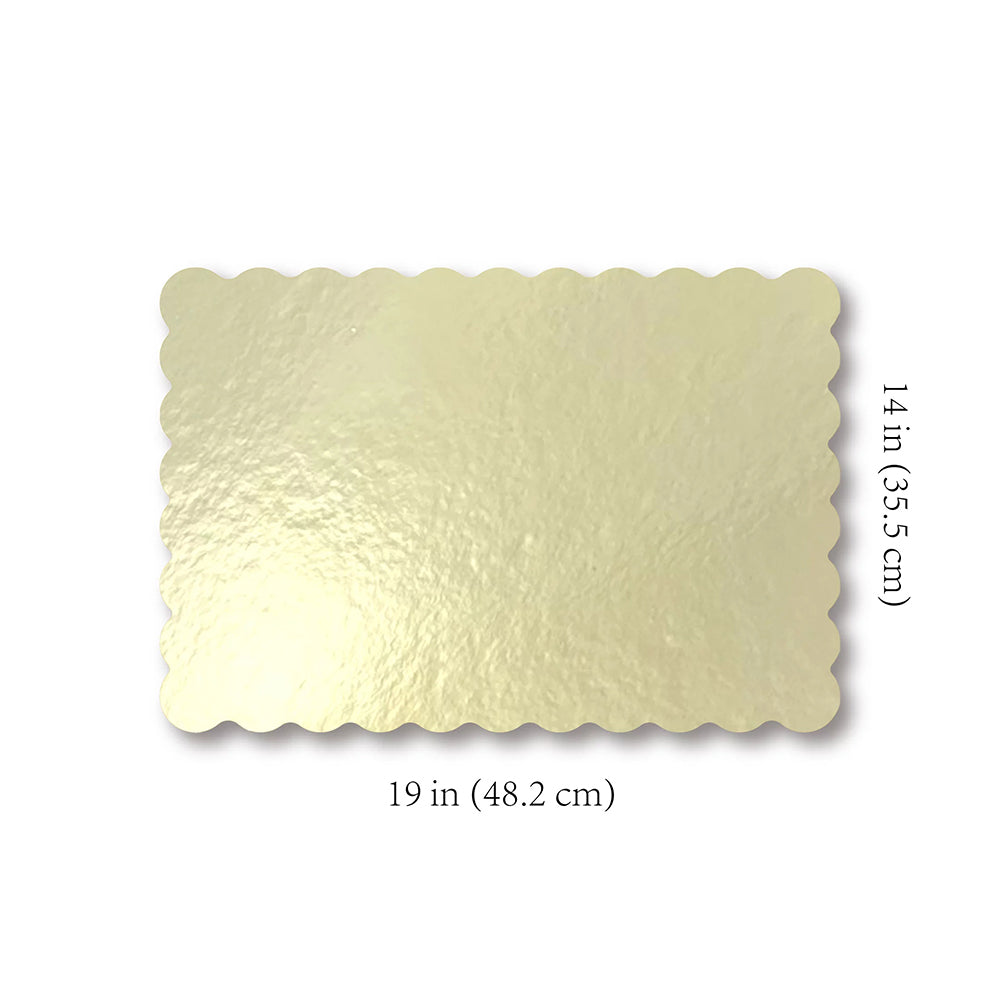 Way to Celebrate Gold Scallop Cake Board- 14x19 inch 3-Count 48.2x35.5cm