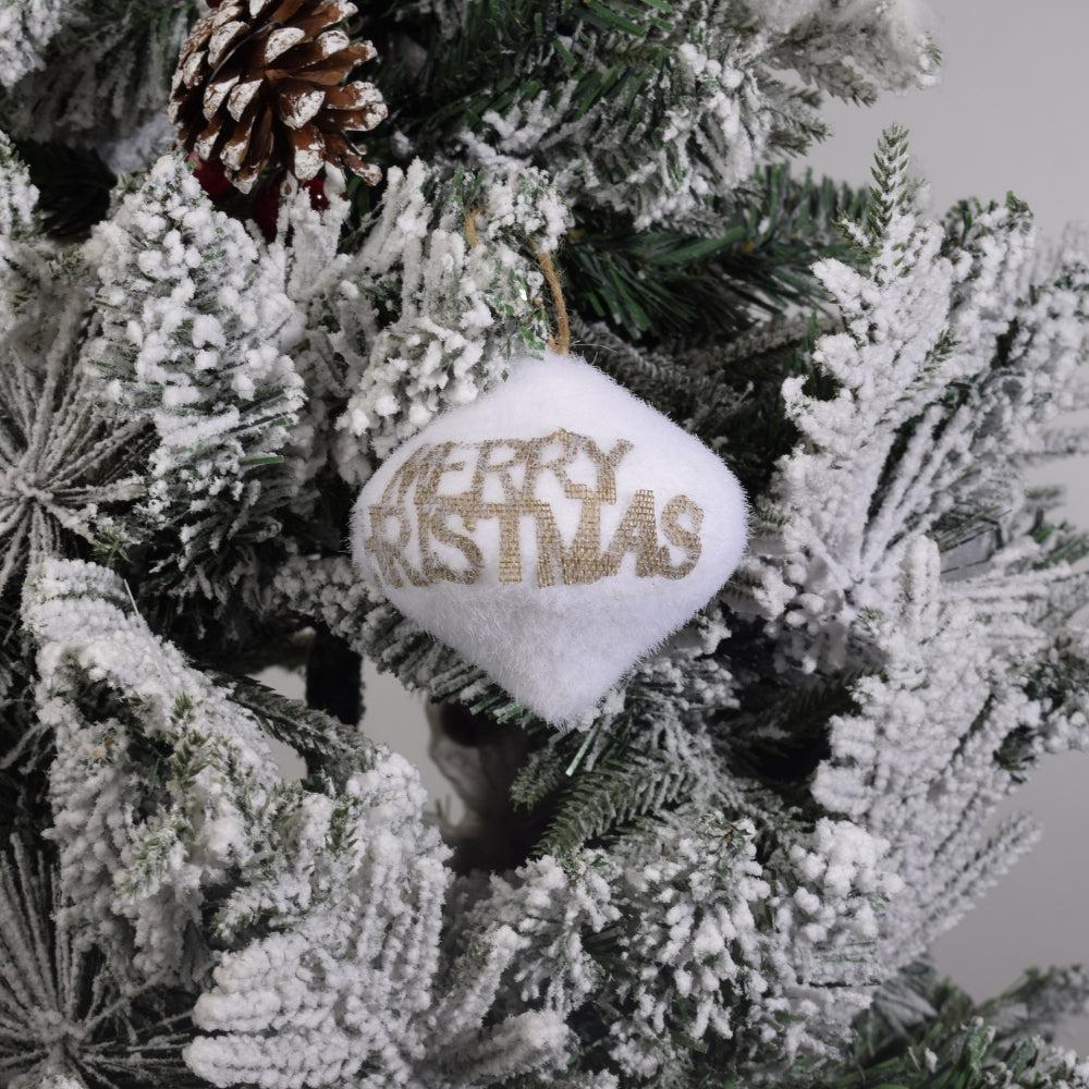 White Christmas Tree Ornament Ball with “MERRY CHRISTMAS” Design 3PCS