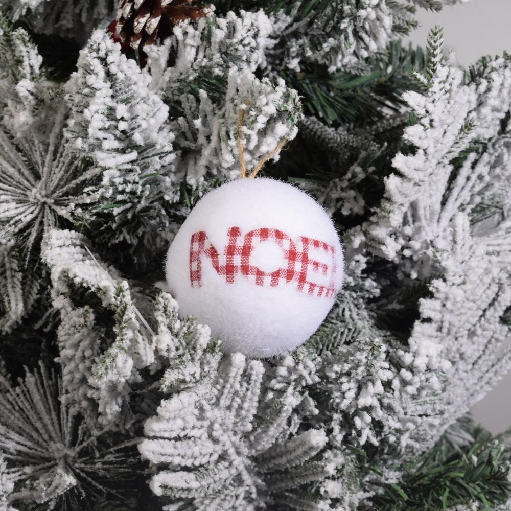 White Christmas Tree Ornament Ball with “NOEL” Design 3PCS