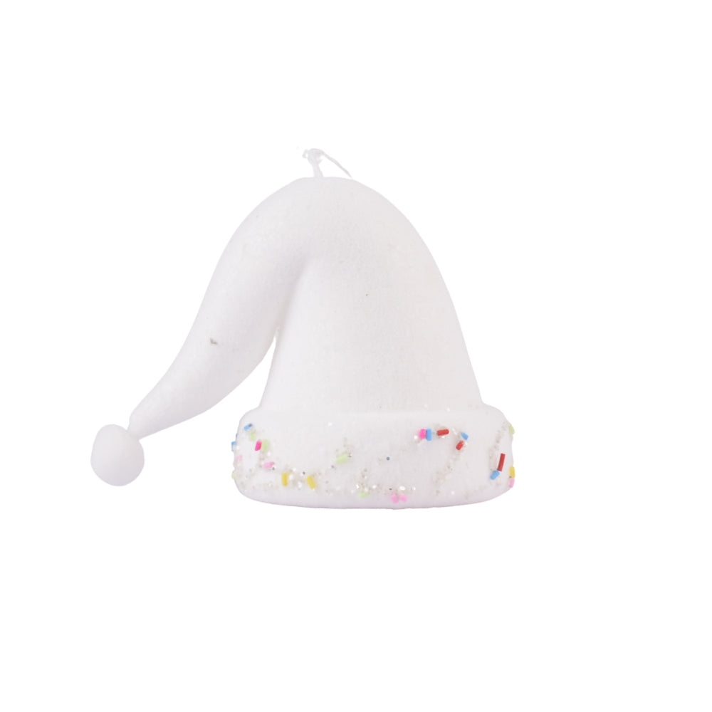 White Santa Hat Ornament with Sprinkles
