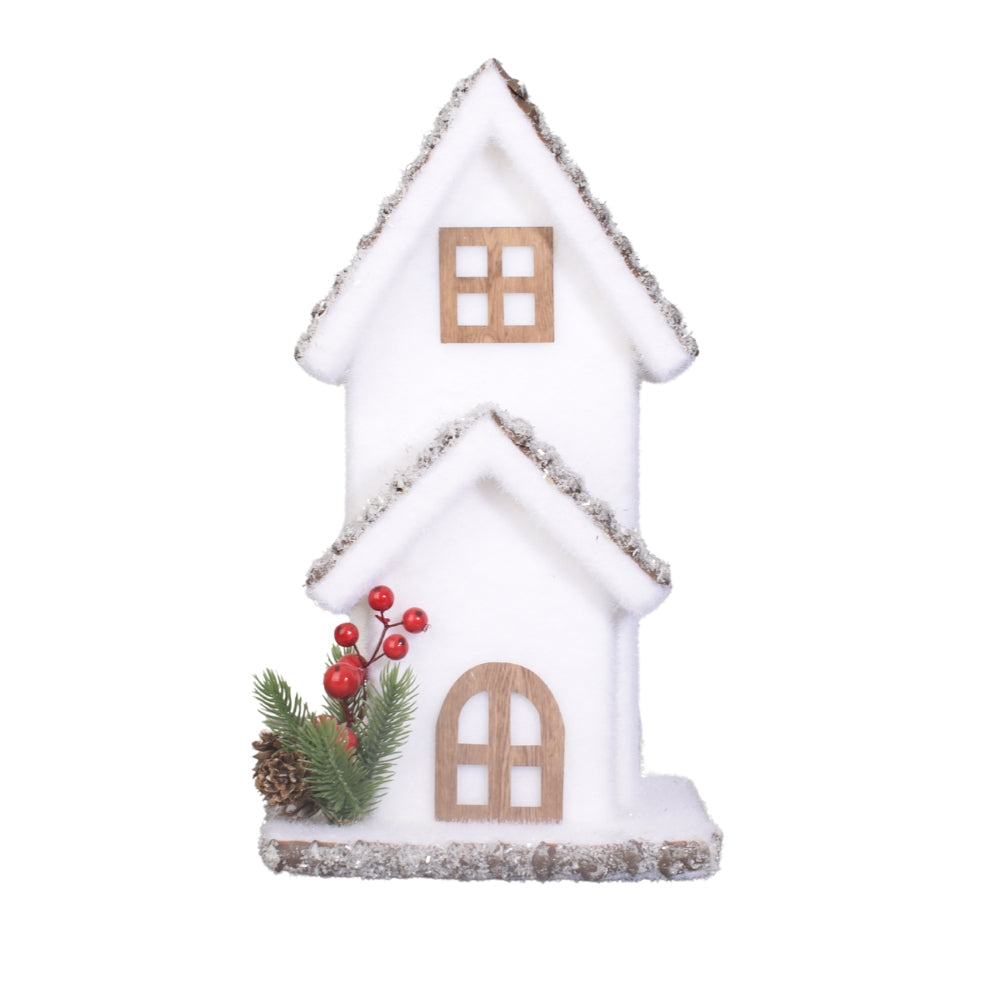 White Wooden Christmas House Decoration