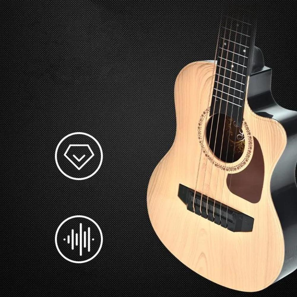 Wholesale Juguete Guitarra Madera Simulation Wood Grain Fashion Style Kids Play Plastic Guitar Toy For Beginner