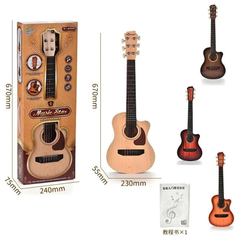 Wholesale Juguete Guitarra Madera Simulation Wood Grain Fashion Style Kids Play Plastic Guitar Toy For Beginner