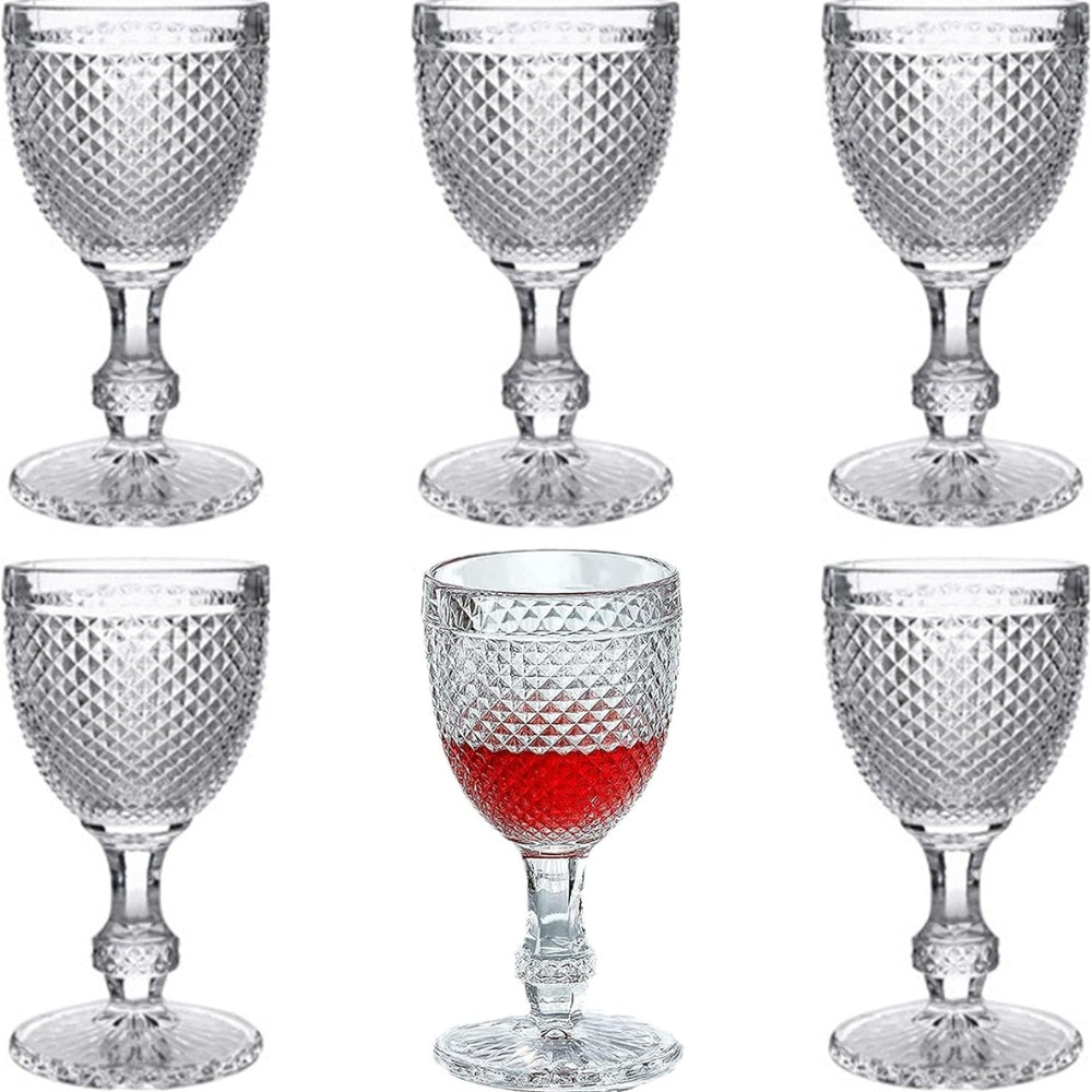 Wine Glassware Clear Water Goblets set of 6 Christmas Glasses