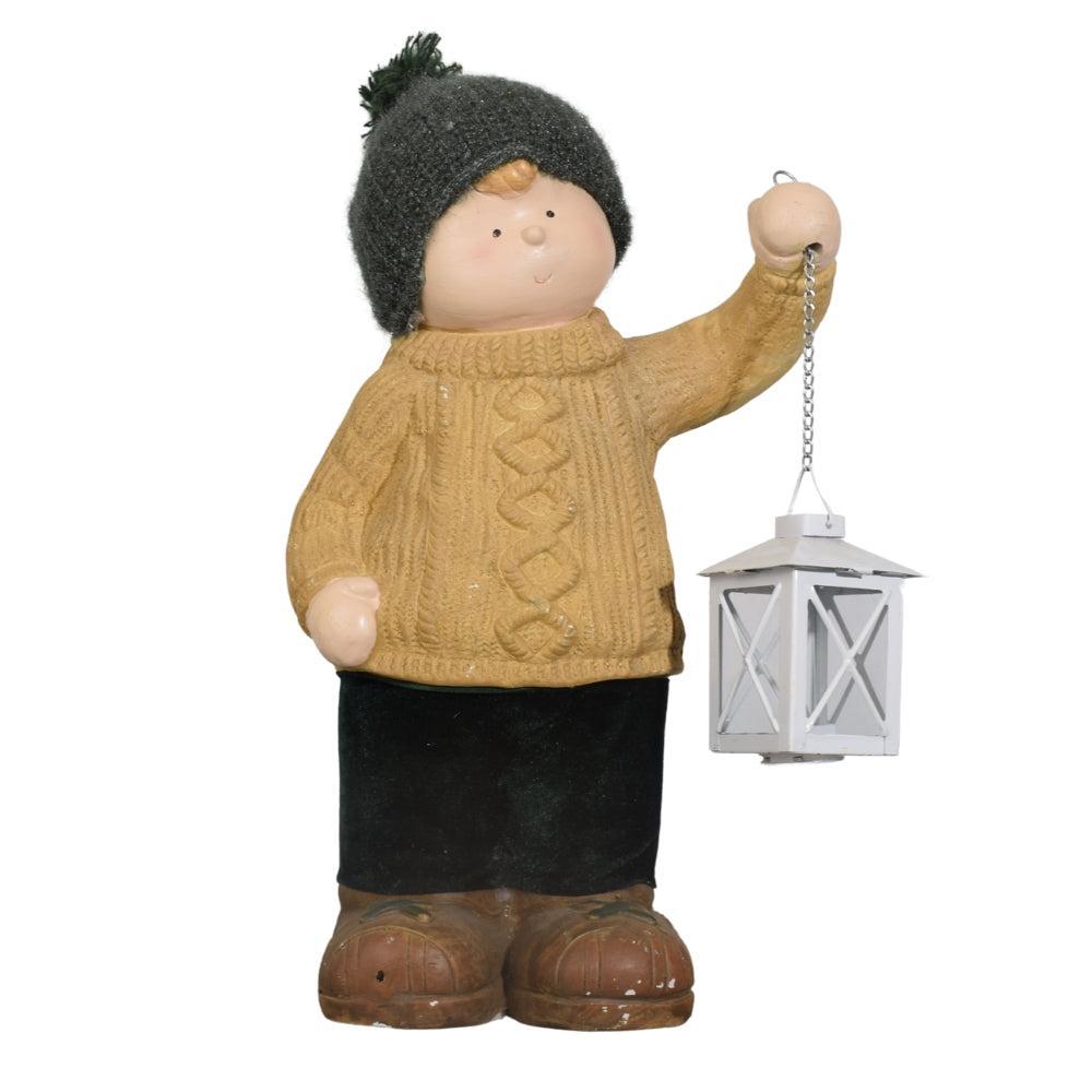 Winter Boy Figurine with Lantern