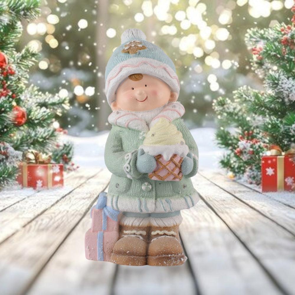 Winter Kid Figurine with Ice Cream
