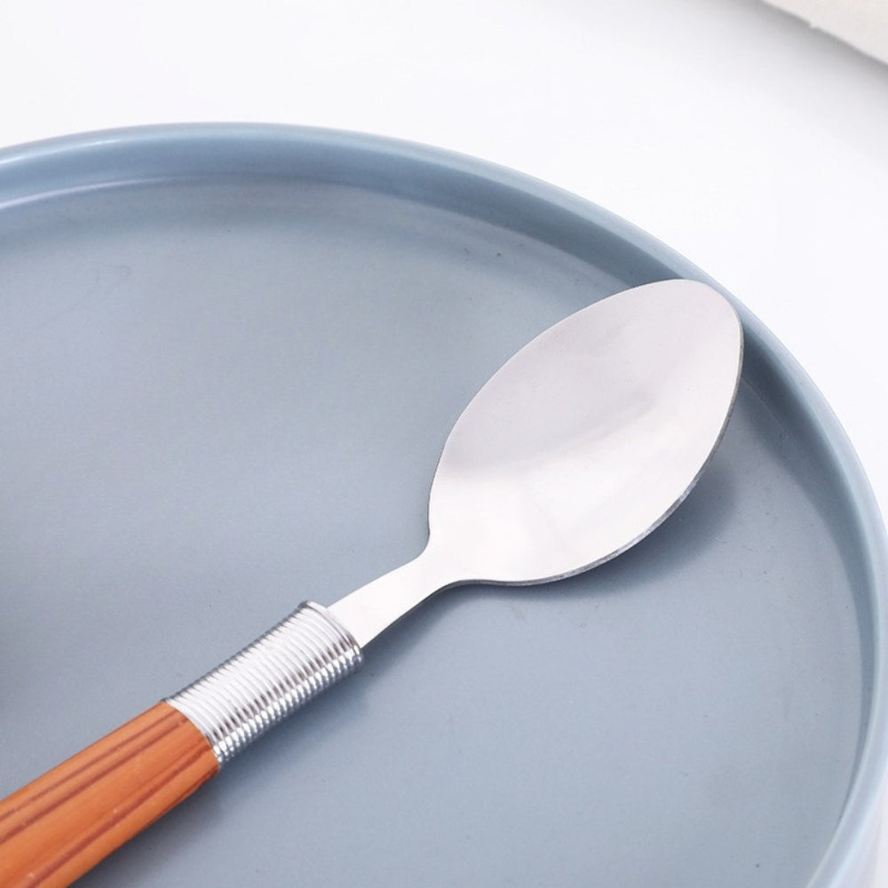 Wooden-Handle Tableware Spoon, Set Of Four
