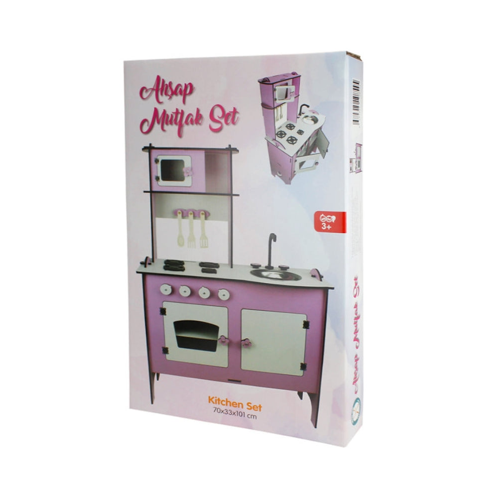 Wooden Kitchen Set Pink Color