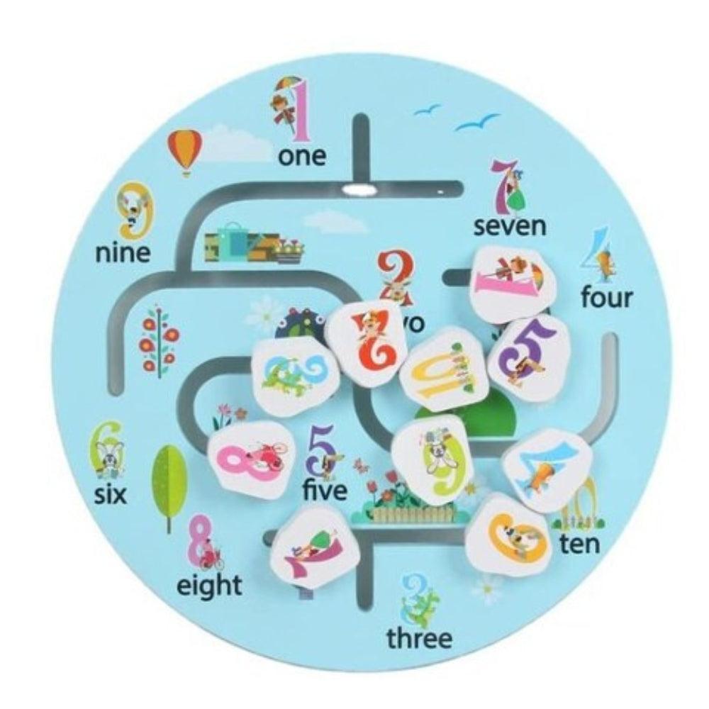 Wooden Number Maze with Sliders Preschool Educational Toy Learning Toys for 3 Year's