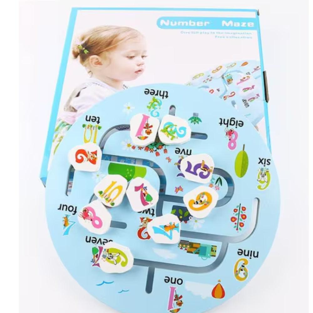 Wooden Number Maze with Sliders Preschool Educational Toy Learning Toys for 3 Year's