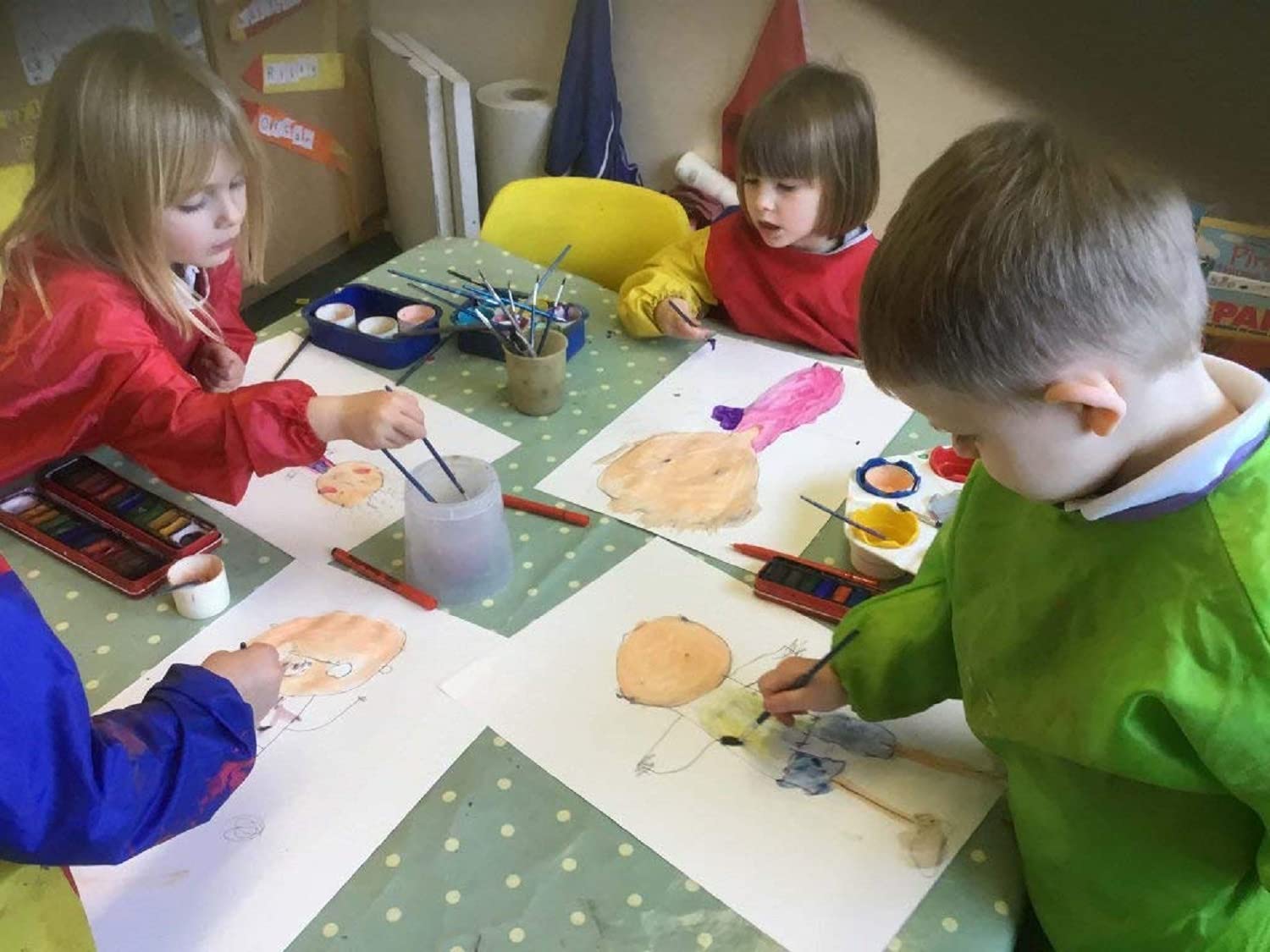 Wooden Palate With 12 Watercolours And Paint Brush