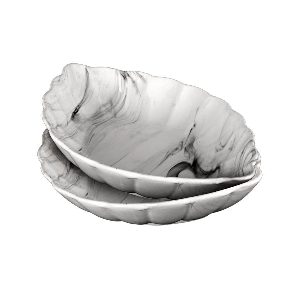 Yns Mermer Desenli 2'Li Oval Salata Kasesi