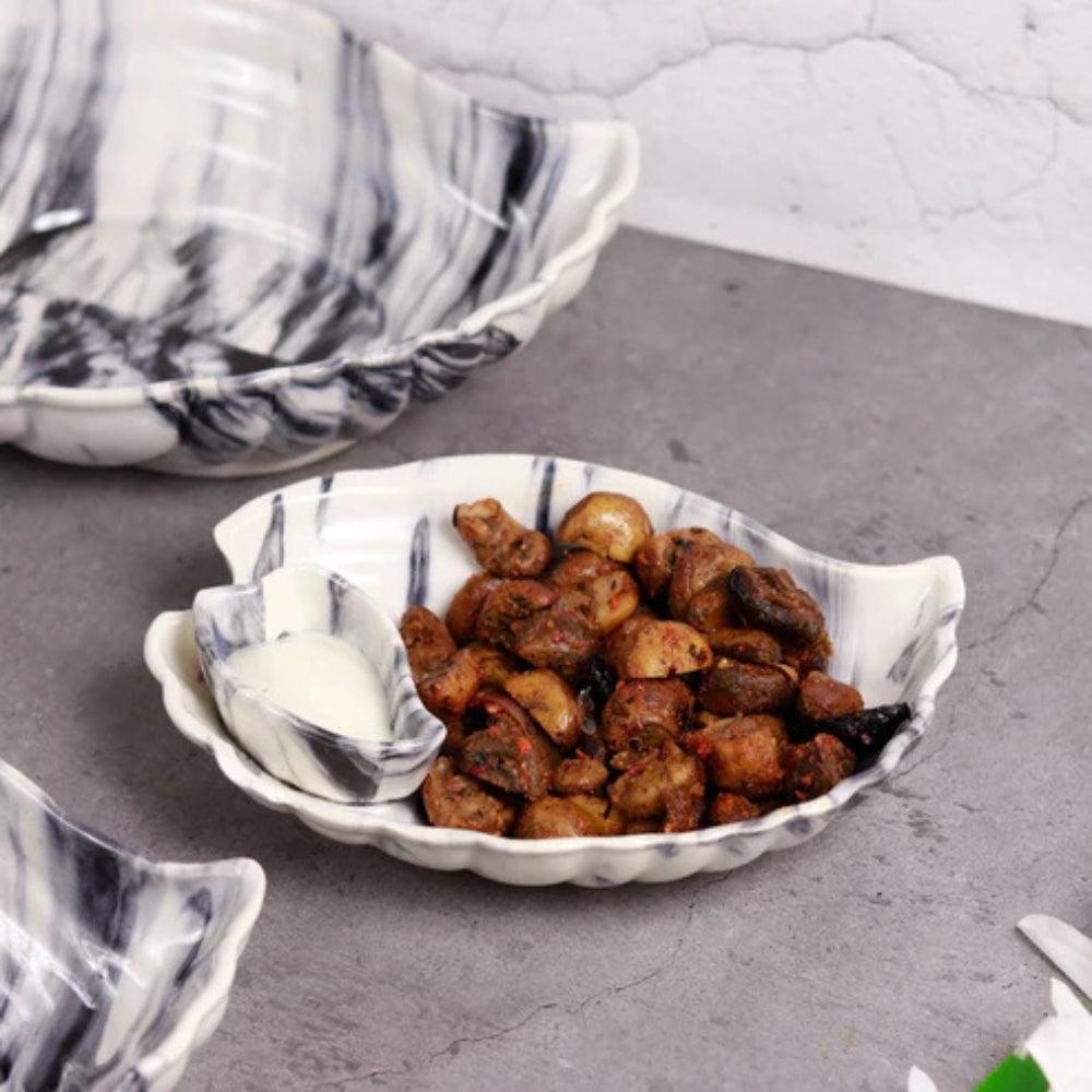 Yns Mermer Desenli 2'Li Oval Salata Kasesi