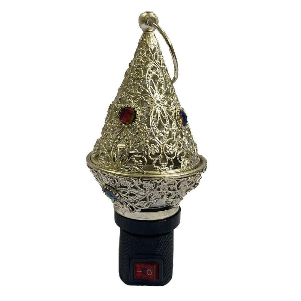 ZOLDYCK Cone Triangle Shaped Fancy Kapoor DaniIncense BurnerBakhoor Dani with Direct Plug in (Bronze)