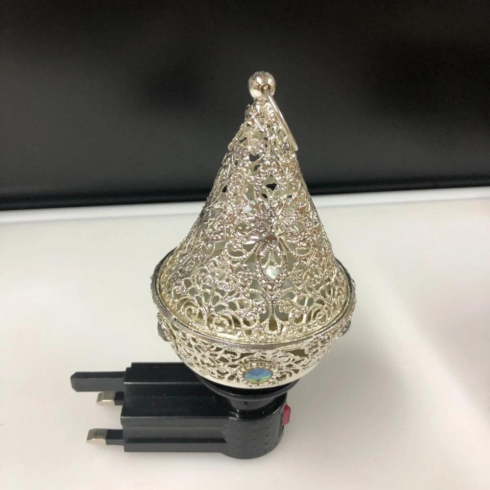 ZOLDYCK Cone Triangle Shaped Fancy Kapoor DaniIncense BurnerBakhoor Dani with Direct Plug in (Bronze)
