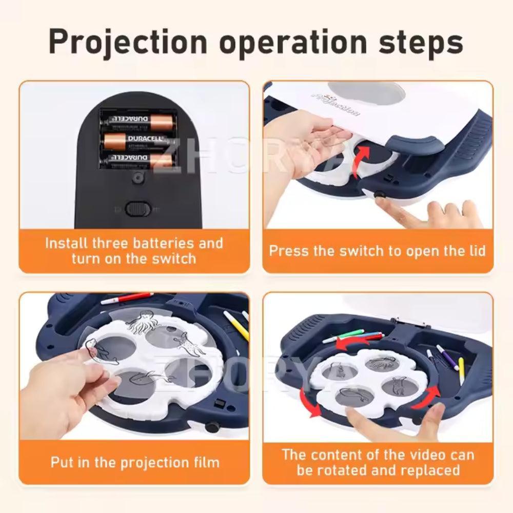 Zhorya Sketch Projector Drawing Projector Toys Children'S Table Projector Magnetic Drawing Board for Kids