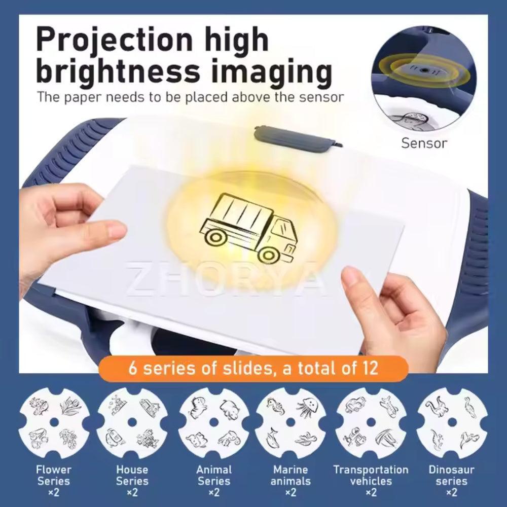 Zhorya Sketch Projector Drawing Projector Toys Children'S Table Projector Magnetic Drawing Board for Kids