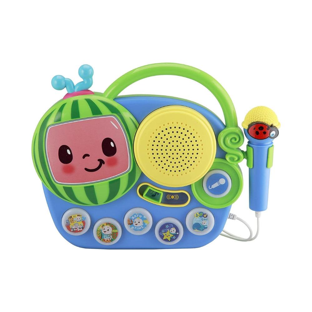 Ekids Auxiliary Cocomelon Toy Singalong Boombox With Microphone For Toddlers, Built-In Music And Flashing Lights, Fans Of Cocomelon Gifts