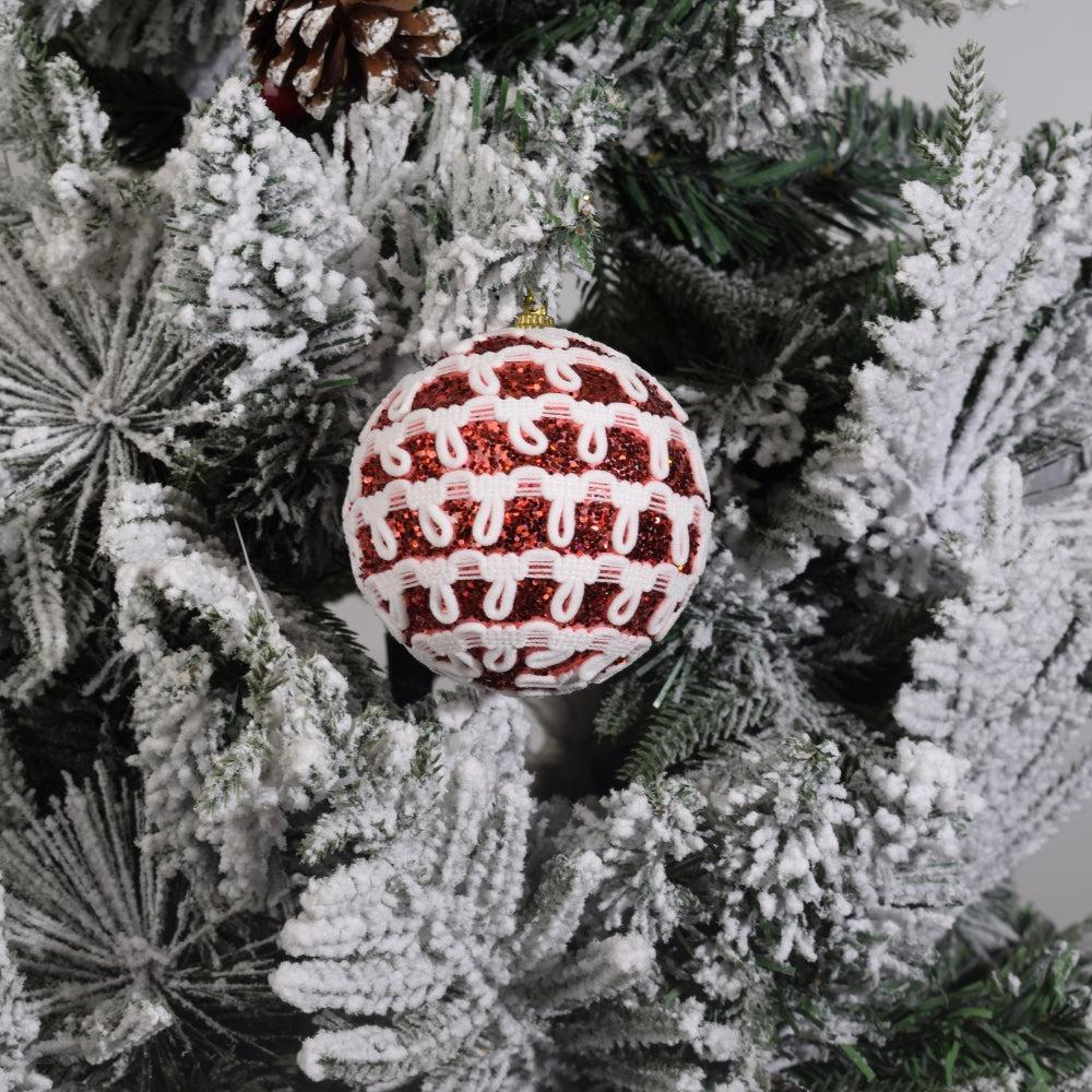 red glitter ornate Christmas baubles