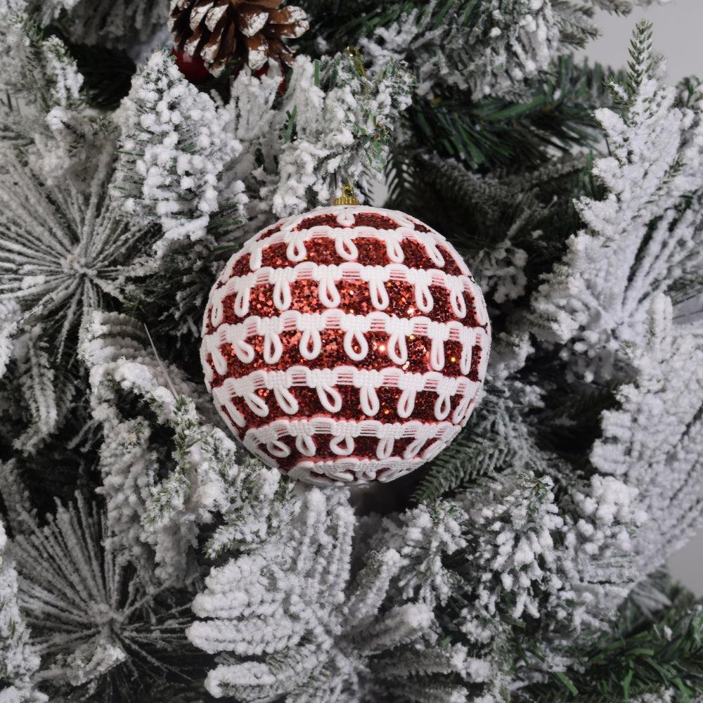 red glitter ornate Christmas baubles