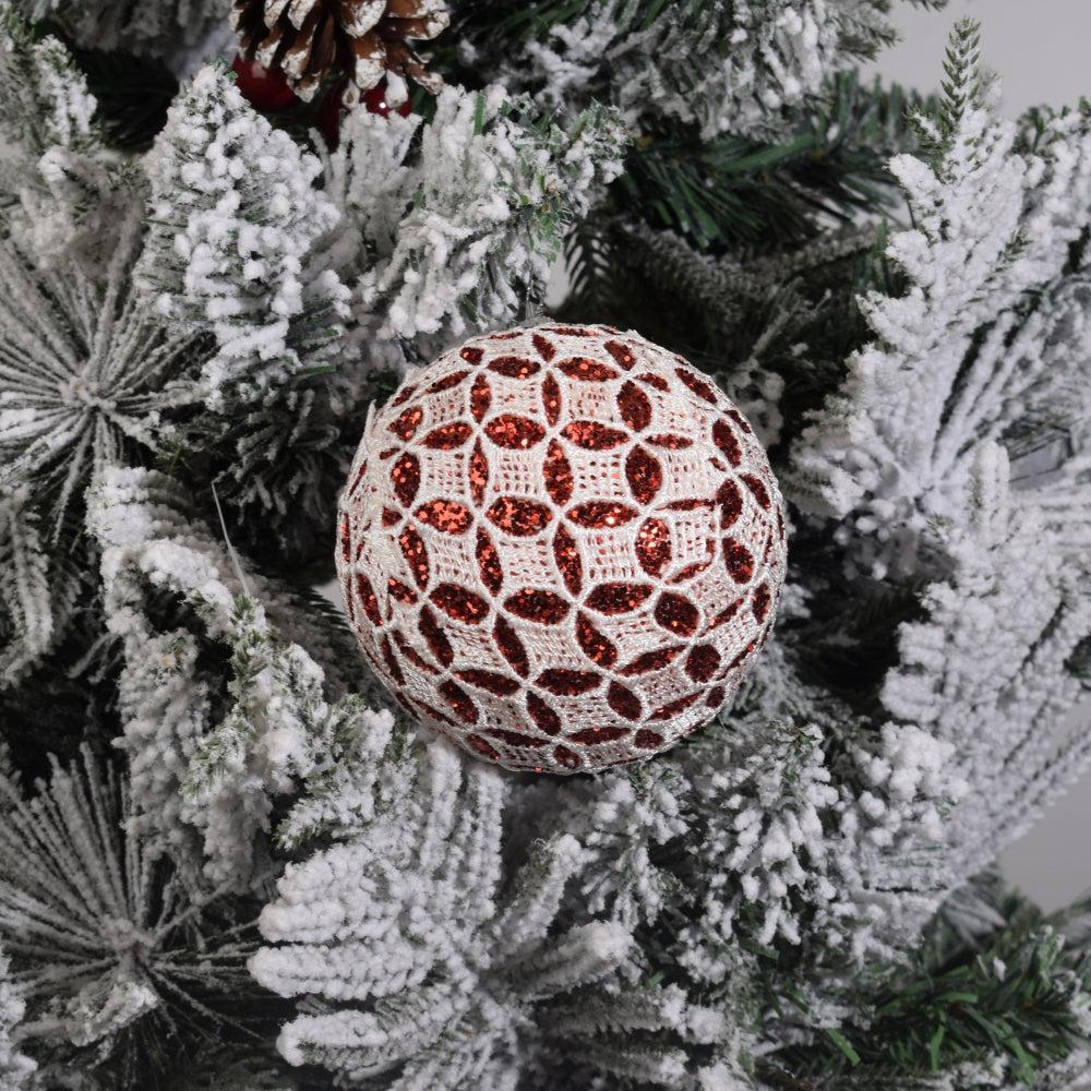 red glitter ornate Christmas baubles