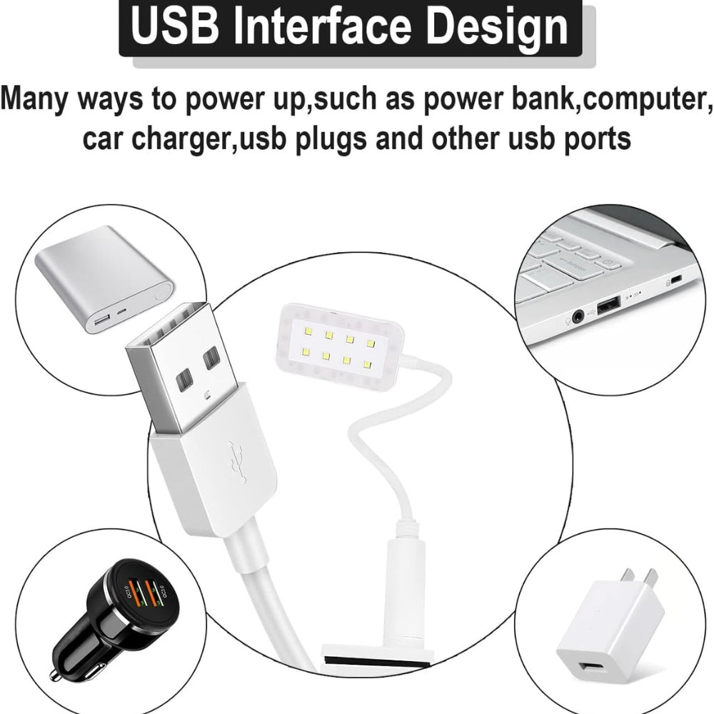 wenxintek 2 in 1 LED UV Nail Lamp Light with Gooseneck and Clip,Flexible Flash Cure Nail Lamp for Curing Acrylic Nails Gel Polish,Nail Desk Lamp for Reading,Manicure Salon Nail DIY Tool, USB Cable